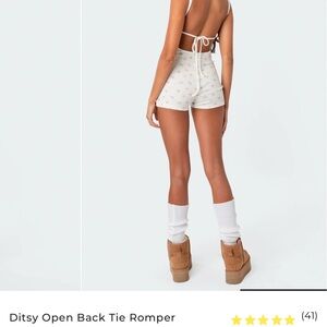 Edikted High Waist Floral White Romper